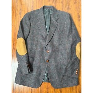 Christopher Hayes Grey 100% Wool Herringbone Tweed Sport Coat Blazer 42R Elbow